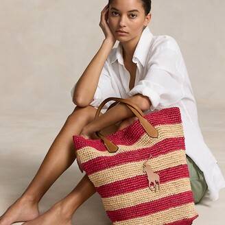 Ralph Lauren Big Pony Striped Raffia Large Tote - ShopStyle